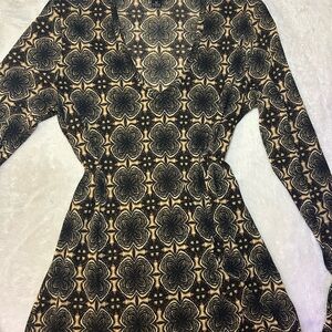 Elegant Black and Cream Floral Dress